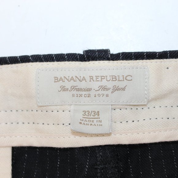 Banana Republic Wool Blend Men's 34x33 Black Pinstriped Straight Leg Dress Pants - Picture 8 of 9